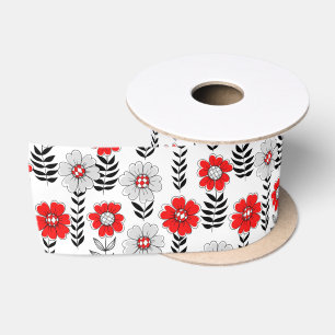 Ruban En Satin Daisy dooda en rouge et noir