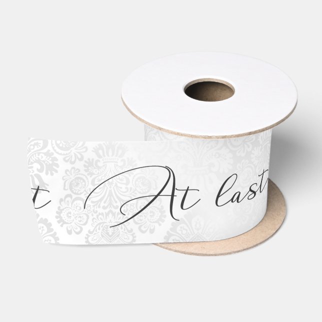 Ruban En Satin Damas blanc mariage avec texte "À Dernier" (Bobine)