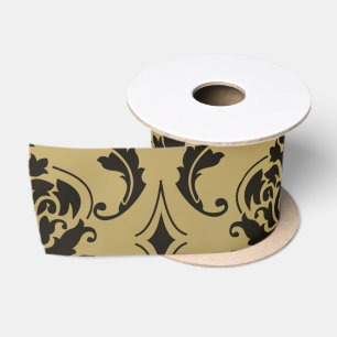 Ruban En Satin Damassé d'or et de classique de noir