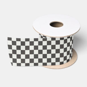 Ruban En Satin Damier Charbon & Crème