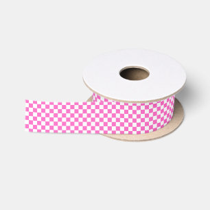 Ruban En Satin Damier rose visuel classique 