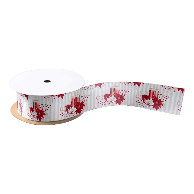 Ruban En Satin Décorations De Noël Rouge Et Blanc (Bobine)