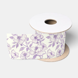 Ruban En Satin Découpage de chinoiserie violet clair
