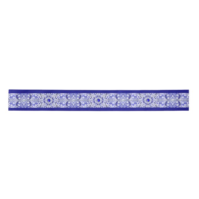 Ruban En Satin Dentelle en céramique Bleu de Grèce (Devant)