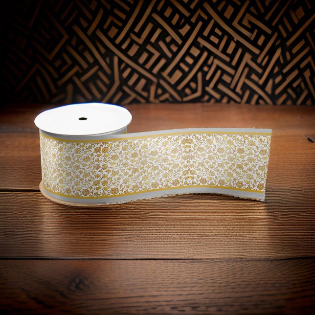 Ruban En Satin Dentelle or florale Argent et Gold Triage (Créateur téléchargé)