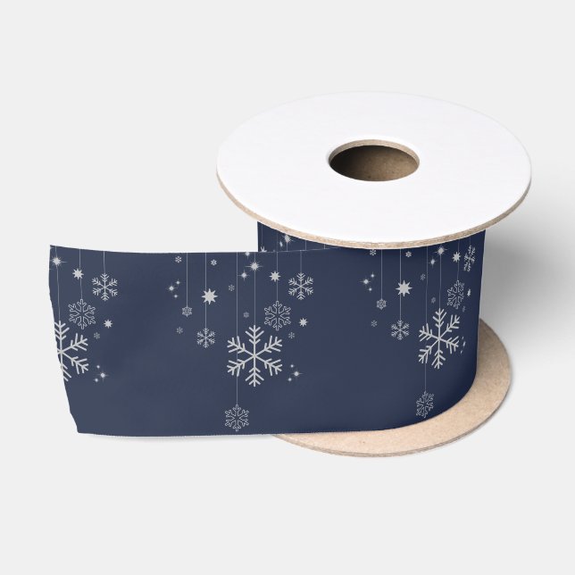 Ruban En Satin Design de Noël minimal avec des flocons de neige (Bobine)