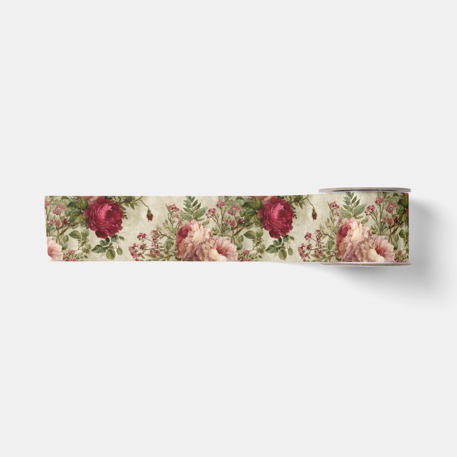 Ruban En Satin Design floral romantique (Devant)