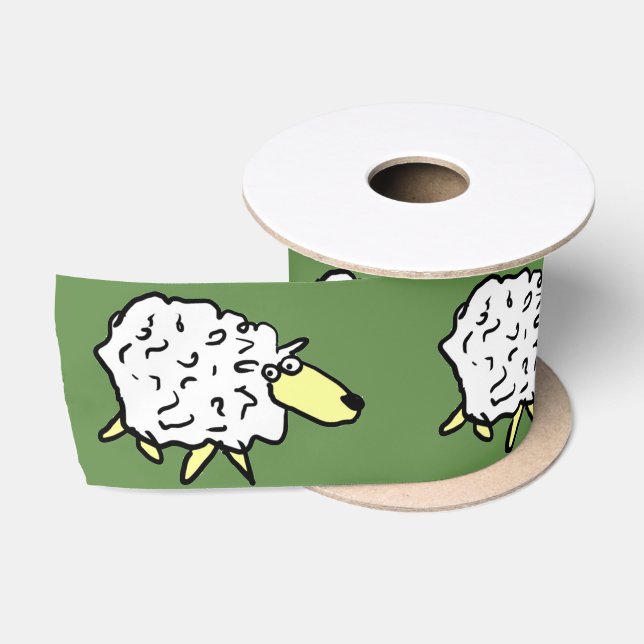 Ruban En Satin Design Motif mouton (Bobine)
