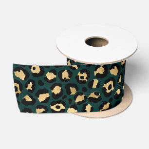 Ruban En Satin Design turquoise et Gold Leopard Series 1