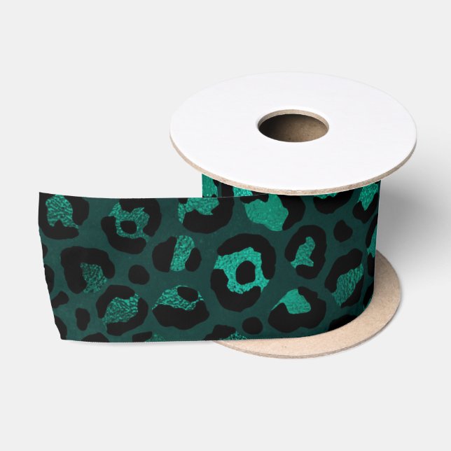 Ruban En Satin Design turquoise et Gold Leopard Series 4 (Bobine)