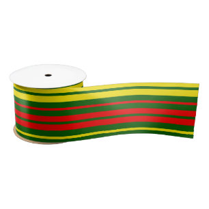 Ruban En Satin Dessin à rayures verticales vert jaune rouge