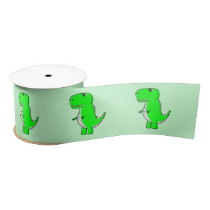 Ruban En Satin Dessin de dinosaure vert
