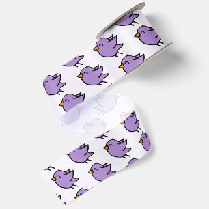 Ruban En Satin Dessin de joli oiseau violet