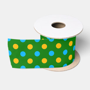 Ruban En Satin Dessin de pois noir jaune vert 