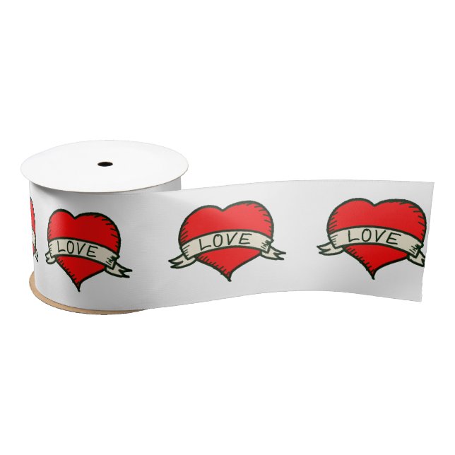 Ruban En Satin Dessin en forme de coeur (Bobine)