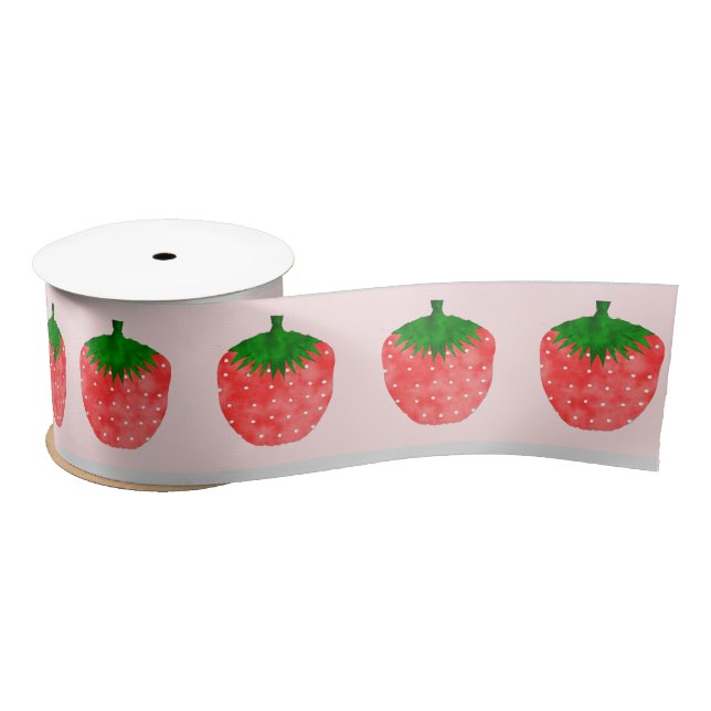 Ruban En Satin Dessin fraise (Bobine)