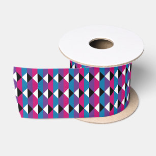 Ruban En Satin Diamant violet, rose, bleu, noir et blanc