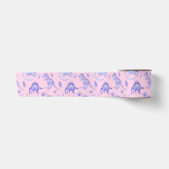 Ruban En Satin Dinosaure Dinosaure Cadeau pour filles roses et vi (Devant)