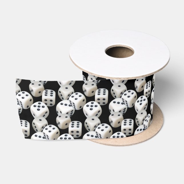 Ruban En Satin Dinus blanc sur noir (Bobine)