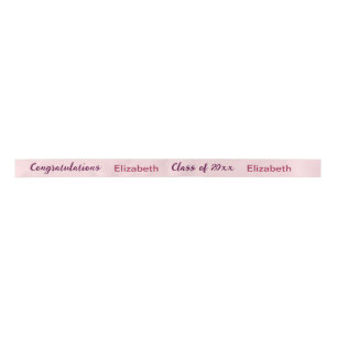 Ruban En Satin Diplômé Nom du Diplômé Écriture Rose Pâle et Foncé