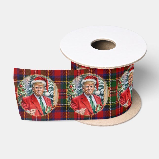 Ruban En Satin Donald Trump Dancing Santa Christmas 3" Luxury  (Bobine)