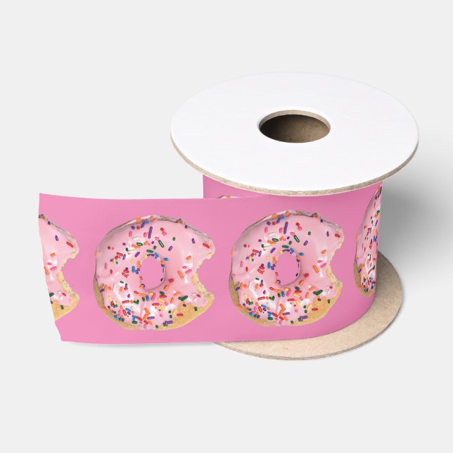 Ruban En Satin Donut givré rose (Bobine)