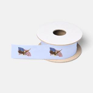 Ruban En Satin Drapeau américain et aigle bleu
