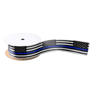 Ruban En Satin Drapeau américain mince de Blue Line