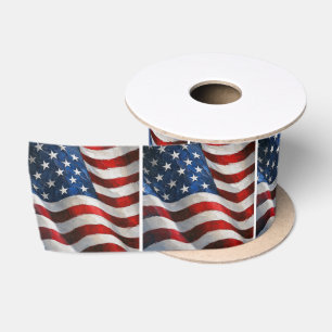 Ruban En Satin Drapeau américain ondulant Peinture à l'impasto Ar