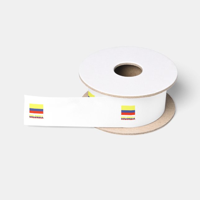 Ruban En Satin Drapeau colombien et COLOMBIE (Bobine)
