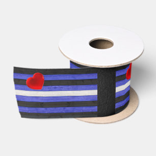 Ruban En Satin Drapeau de fierté en cuir SlipperyJoe's noir bleu 