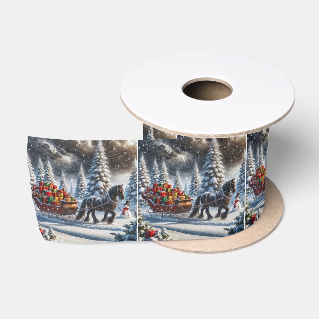 Ruban En Satin Drapeau De Noël Rempli De Cadeaux (Bobine)