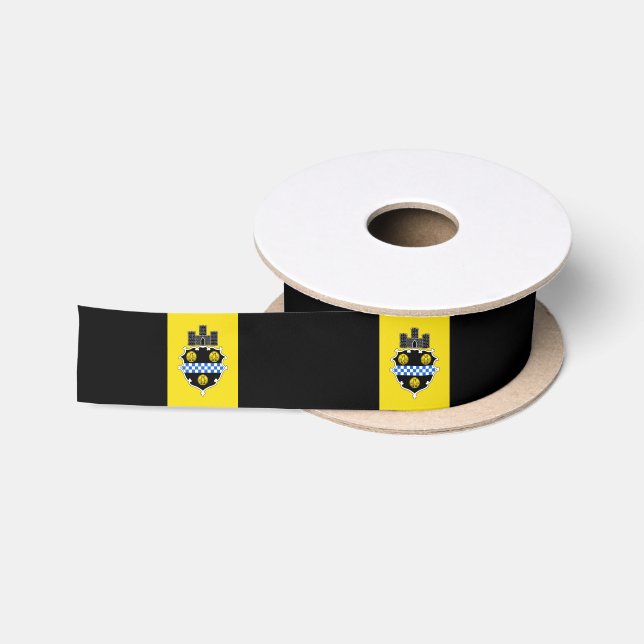 Ruban En Satin Drapeau de Pittsburgh, Pennsylvanie Satin Ribbon (Bobine)