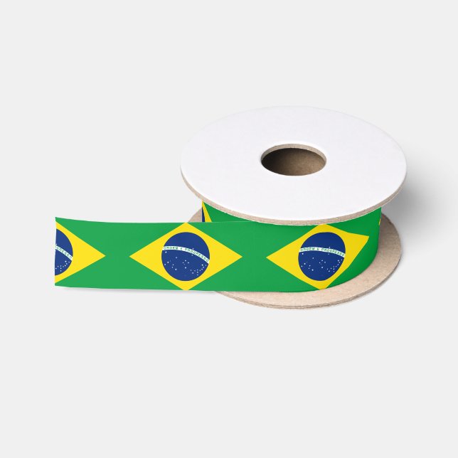 Ruban En Satin Drapeau du Brésil Ribbon (Bobine)