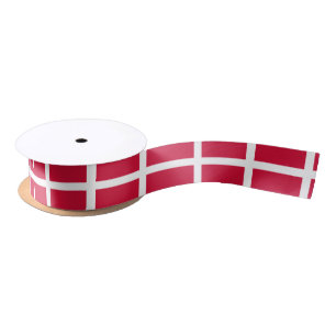 Ruban En Satin Drapeau du Danemark ou du tissu danois