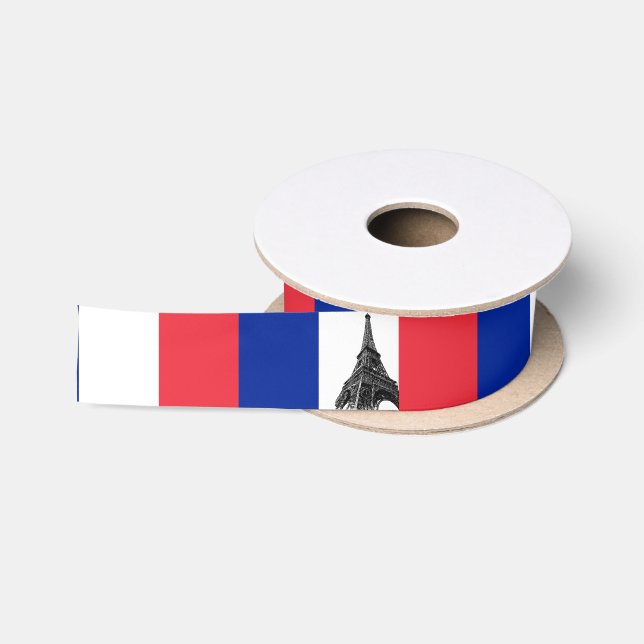 Ruban En Satin Drapeau français et tour Eiffel - France/Voyage (Bobine)