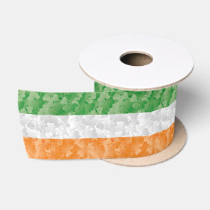 Ruban En Satin Drapeau irlandais avec motif shamrock