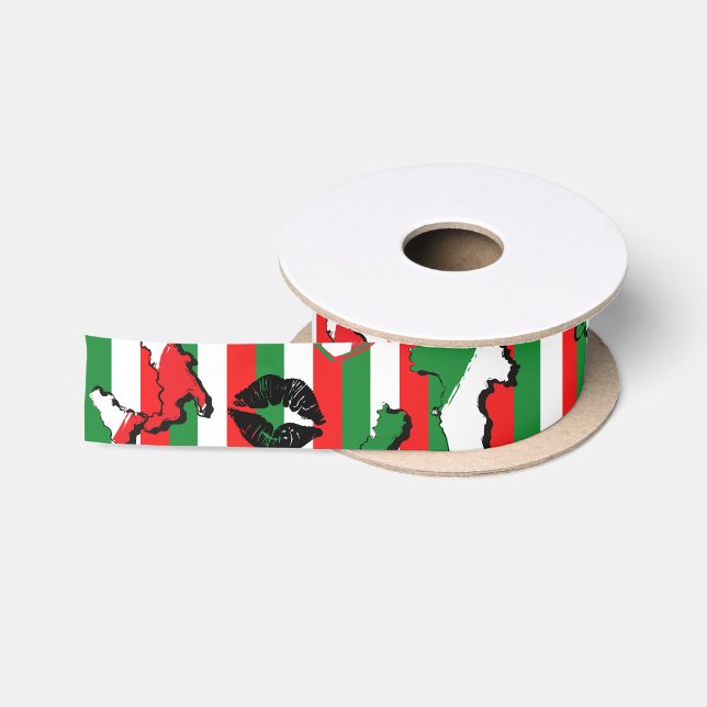 Ruban En Satin Drapeau italien Ciao et formes (Bobine)
