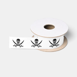 Ruban En Satin Drapeau pirate crâne épées croisées