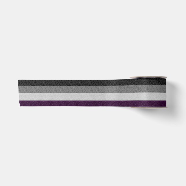 Ruban En Satin Drapeau Pixel de la fierté Asexuelle répétée (Devant)