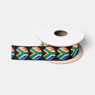 Ruban En Satin Drapeau sud-africain rond brillant