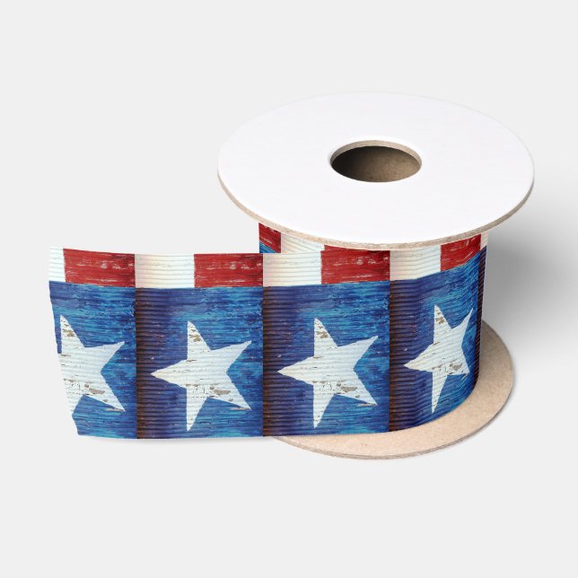 Ruban En Satin Drapeau Texas Star Metal rustique (Bobine)