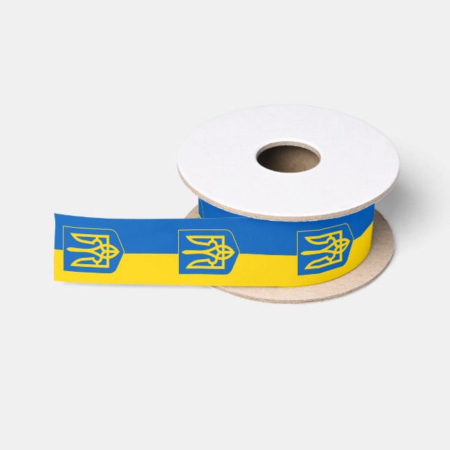 Ruban En Satin Drapeau ukrainien, Tryzub & Ukraine, vacances / sp (Bobine)