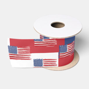 Ruban En Satin Drapeaux américains en rouge blanc et bleu