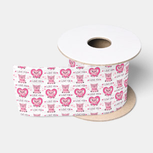 Ruban En Satin Drôle Pun d'amour de porc