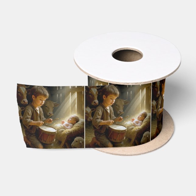 Ruban En Satin Drummer Boy with Baby Jesus in a Manger (Bobine)