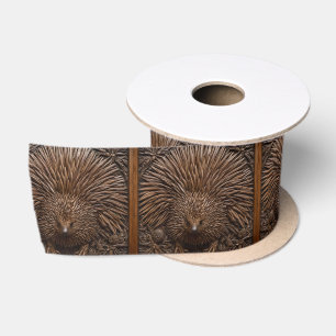 Ruban En Satin Echidna australienne sculptée en bois