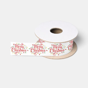 Ruban En Satin Écriture Calligraphique Rouge Joyeux Noël Fêtes