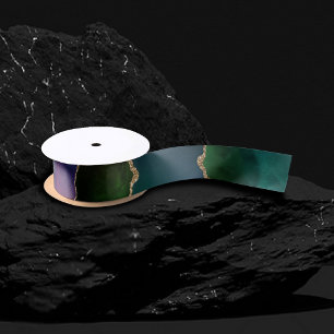 Ruban En Satin Edgy Agate   Sombre Moody Jewel Tone Mystic Turquo