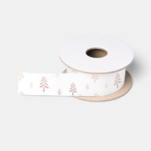 Ruban En Satin Élégant arbre de Noël rose pâle blanc